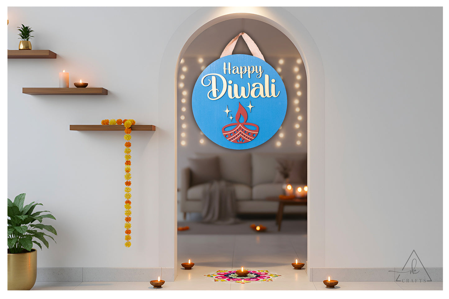 Happy Diwali Diya Sign