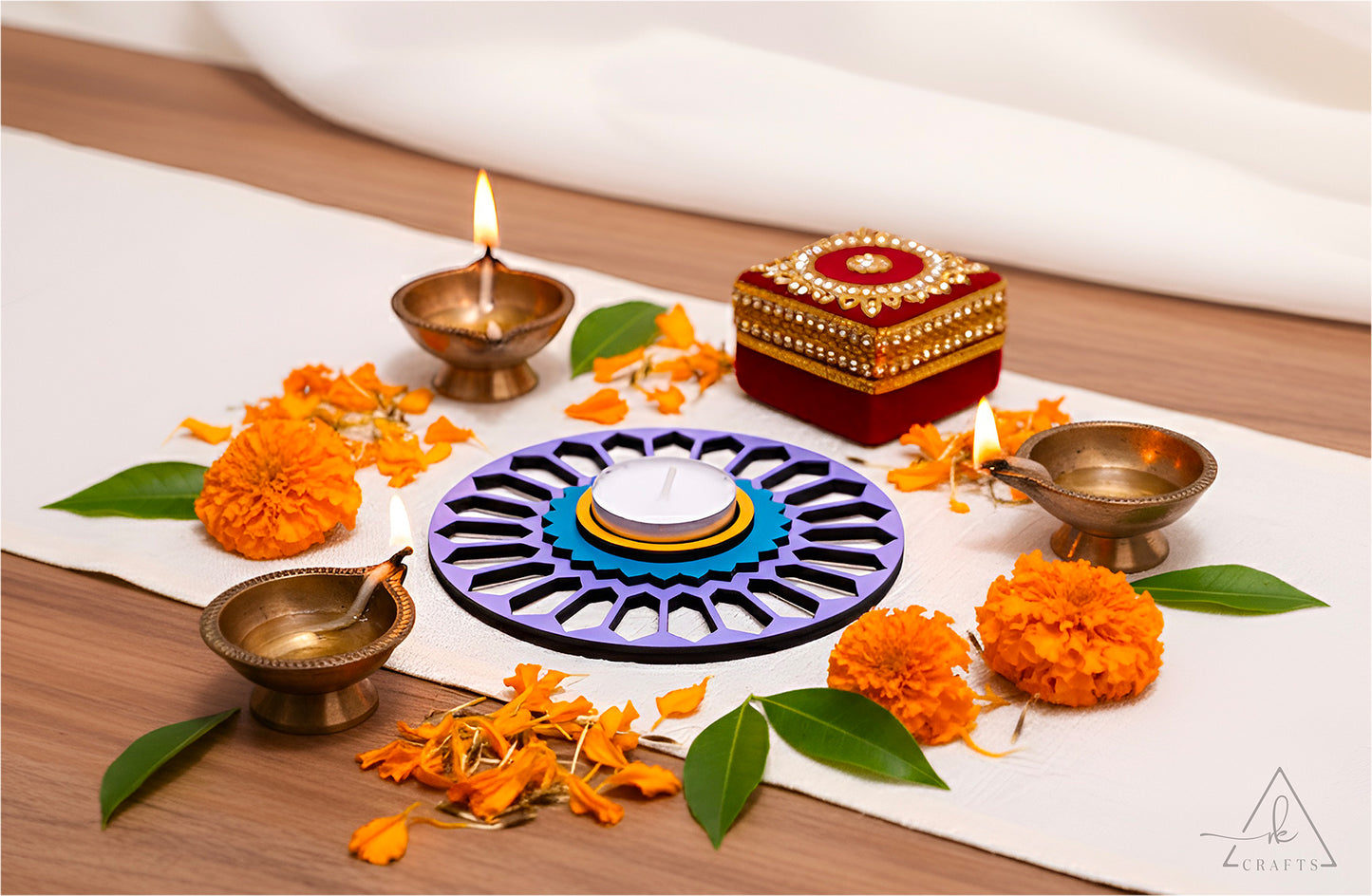 Twilight Bloom Diwali Tea Light Holder