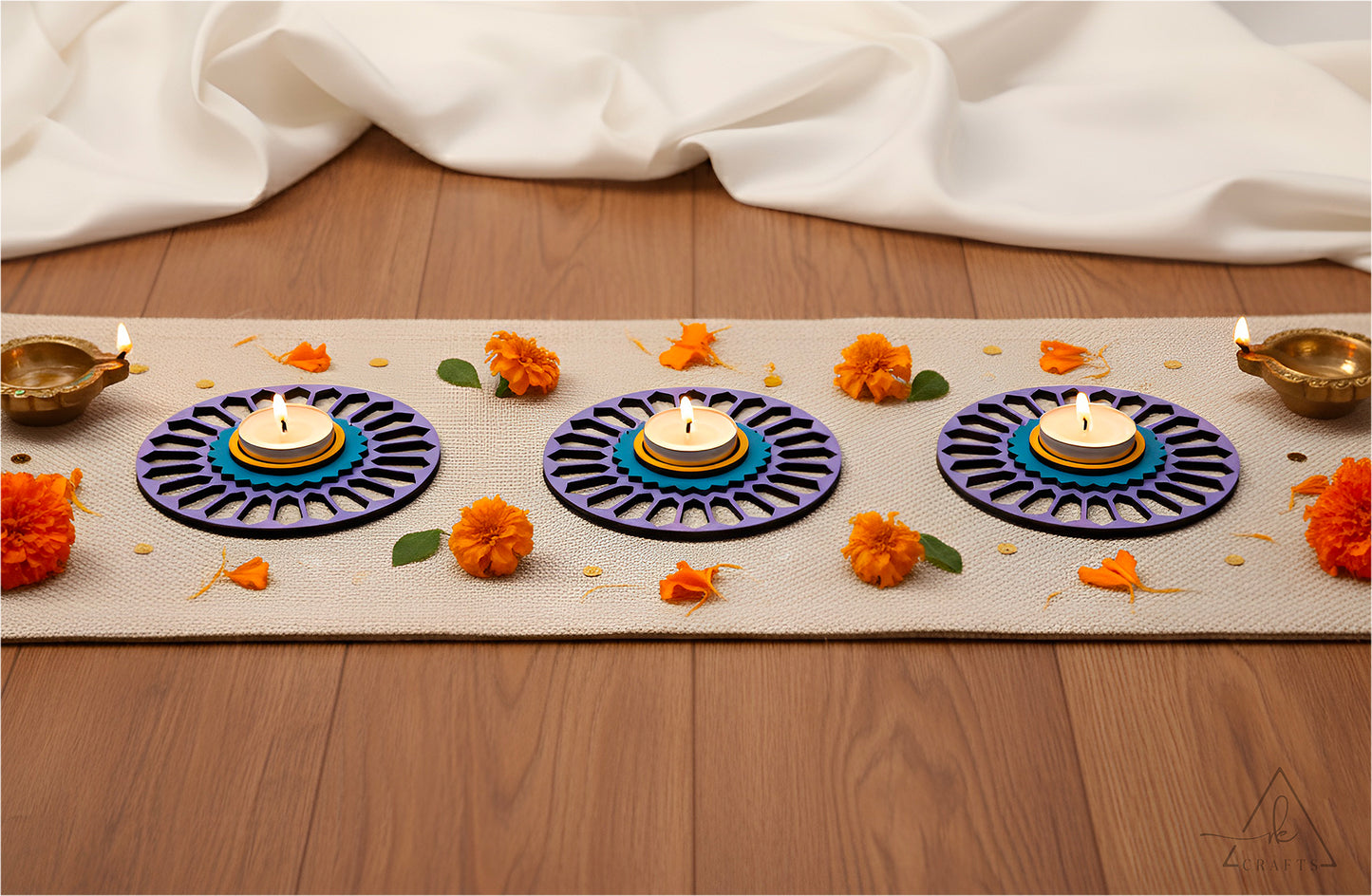 Twilight Bloom Diwali Tea Light Holder