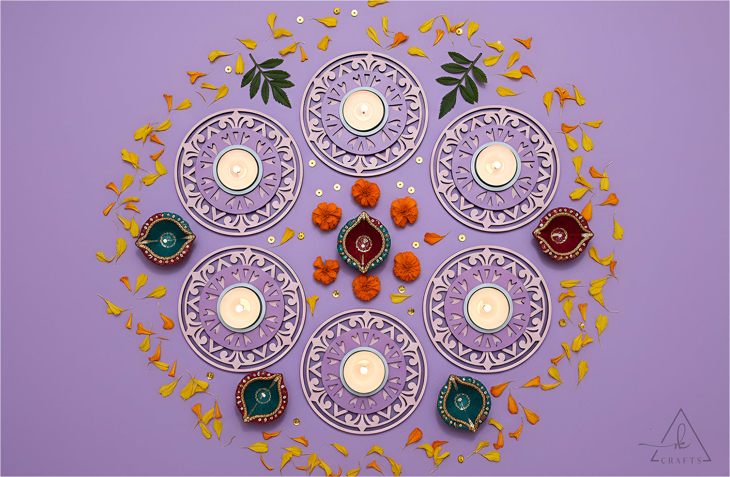 Winter Lace Diwali Tea Light Holder