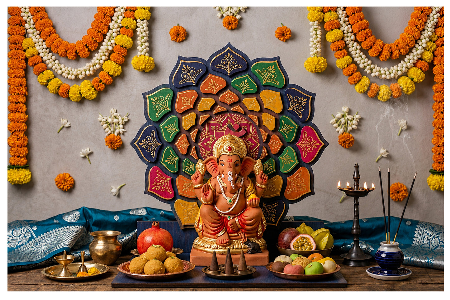 Flower Mandala Singhasan Makhar