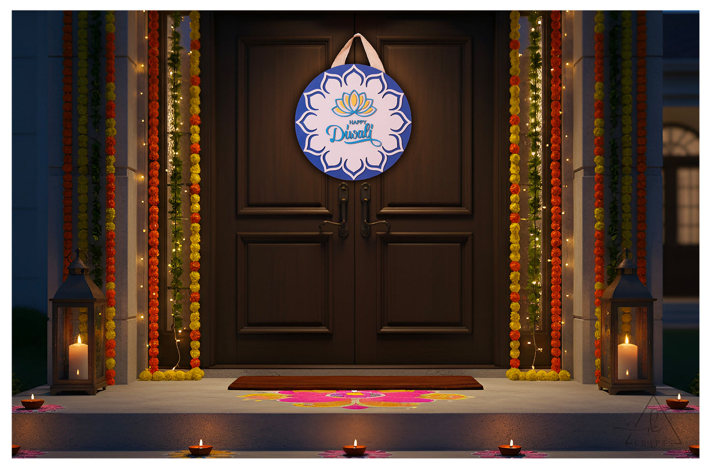 Happy Diwali Lotus Mandala Sign