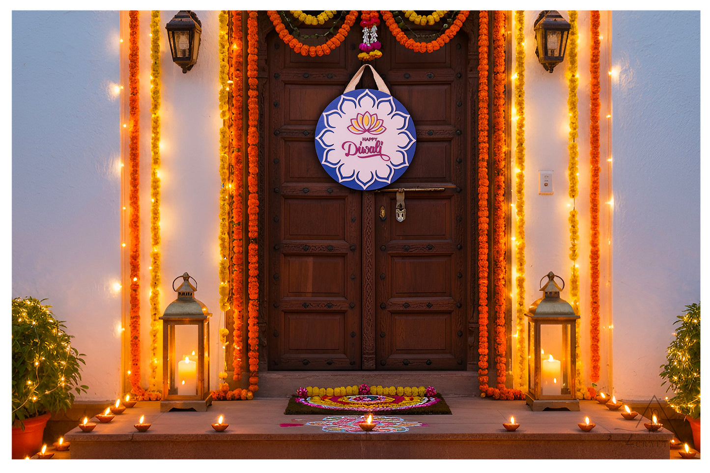 Happy Diwali Lotus Mandala Sign