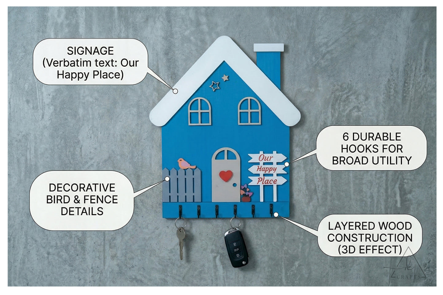 Our Happy Place Cozy House Keyhanger