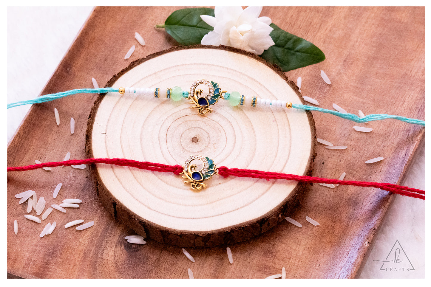 Crystal Peacock Halo Rakhi