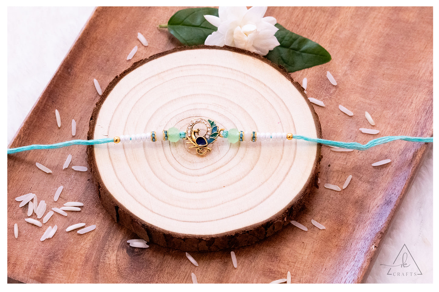 Crystal Peacock Halo Rakhi