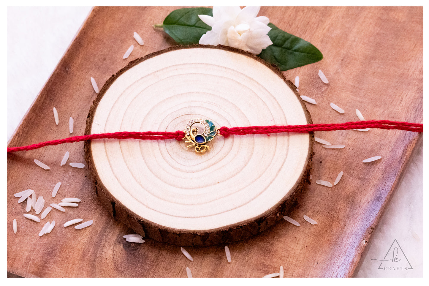 Crystal Peacock Halo Rakhi