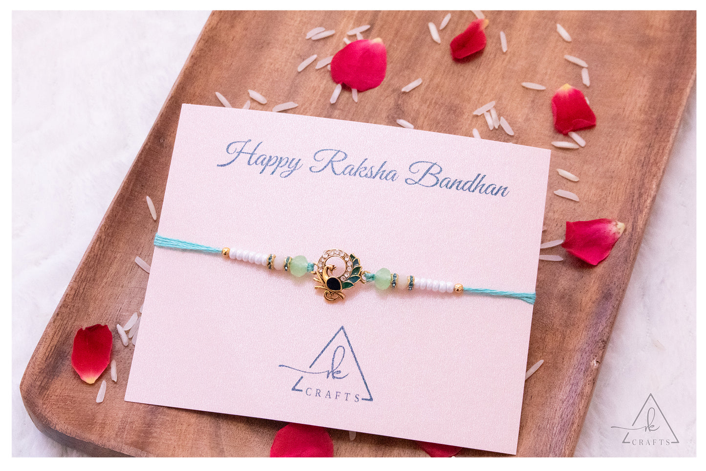 Crystal Peacock Halo Rakhi