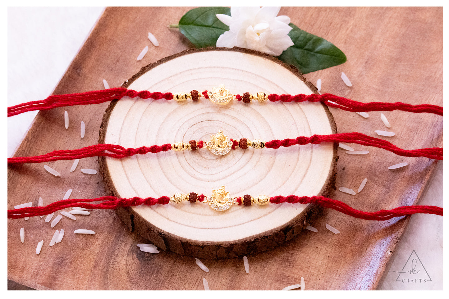 Rudraksha Ganesha Crescent Rakhi