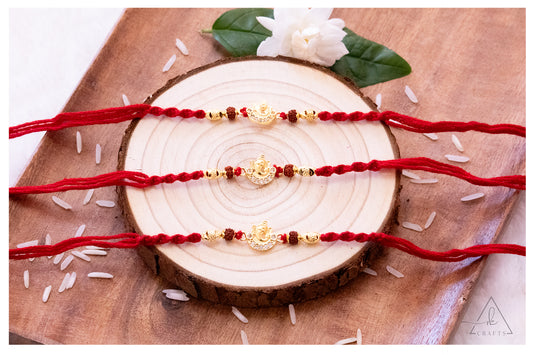 Rudraksha Ganesha Crescent Rakhi