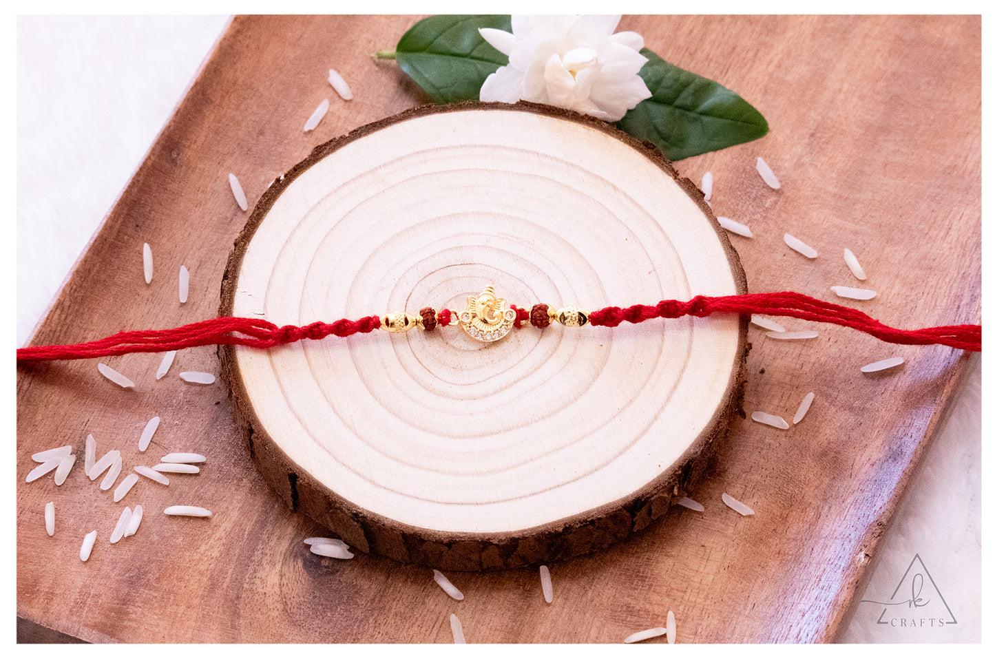 Rudraksha Ganesha Crescent Rakhi