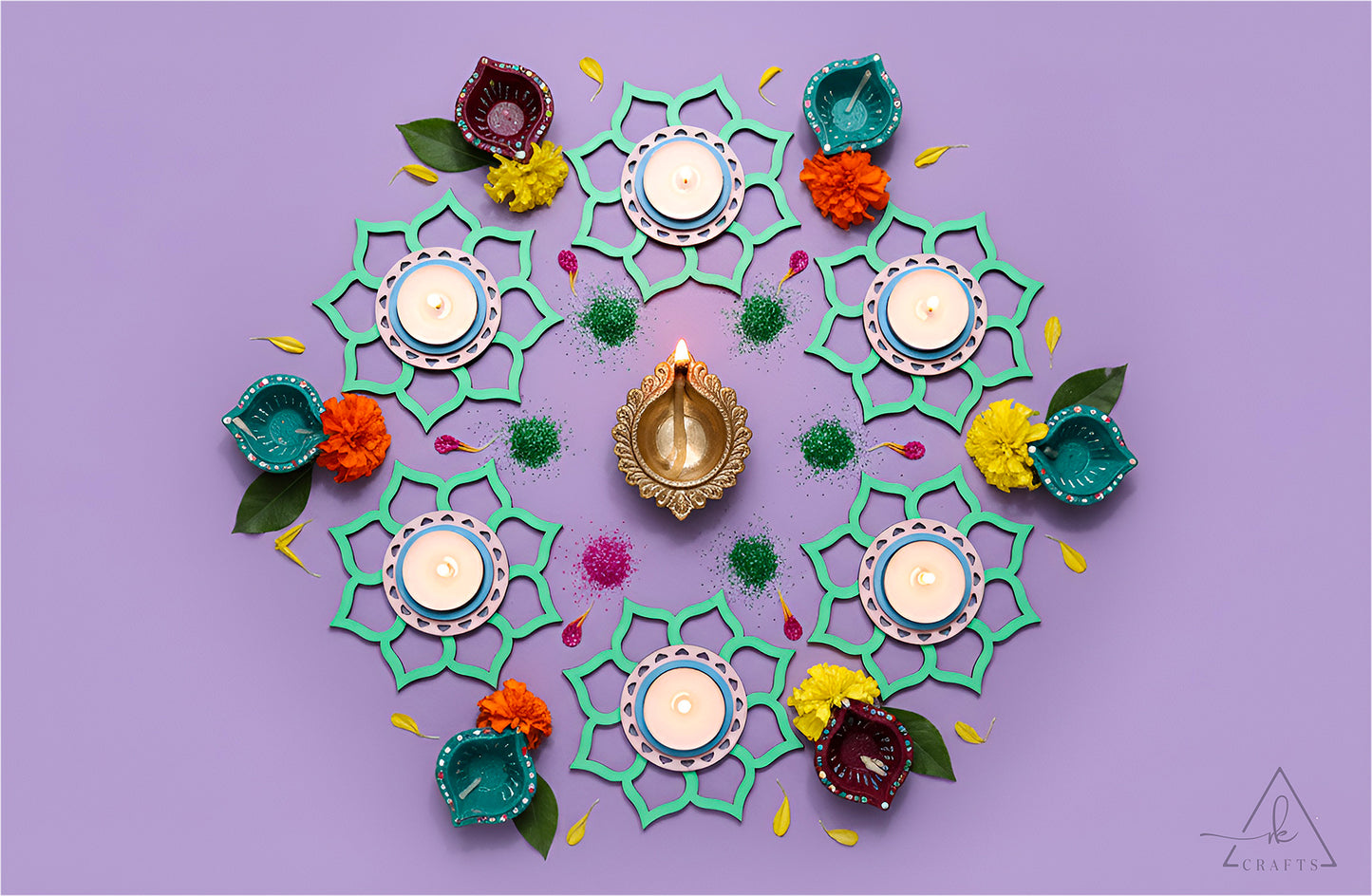 Serene Lotus Diwali Tea Light Holder