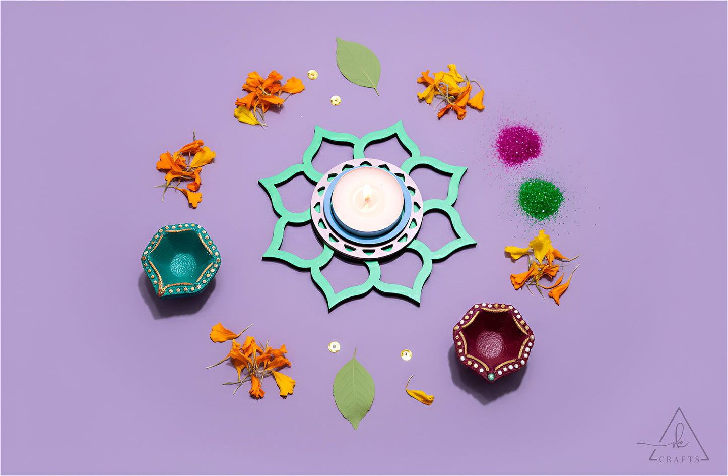 Serene Lotus Diwali Tea Light Holder