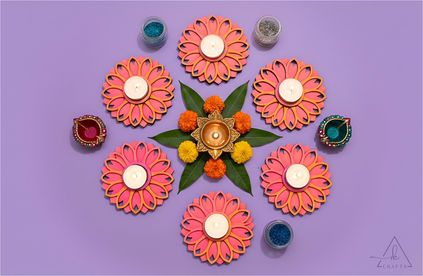Sunrise Blossom Diwali Tea Light Holder