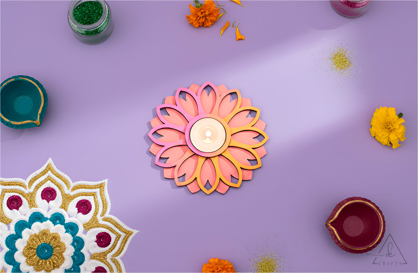 Sunrise Blossom Diwali Tea Light Holder