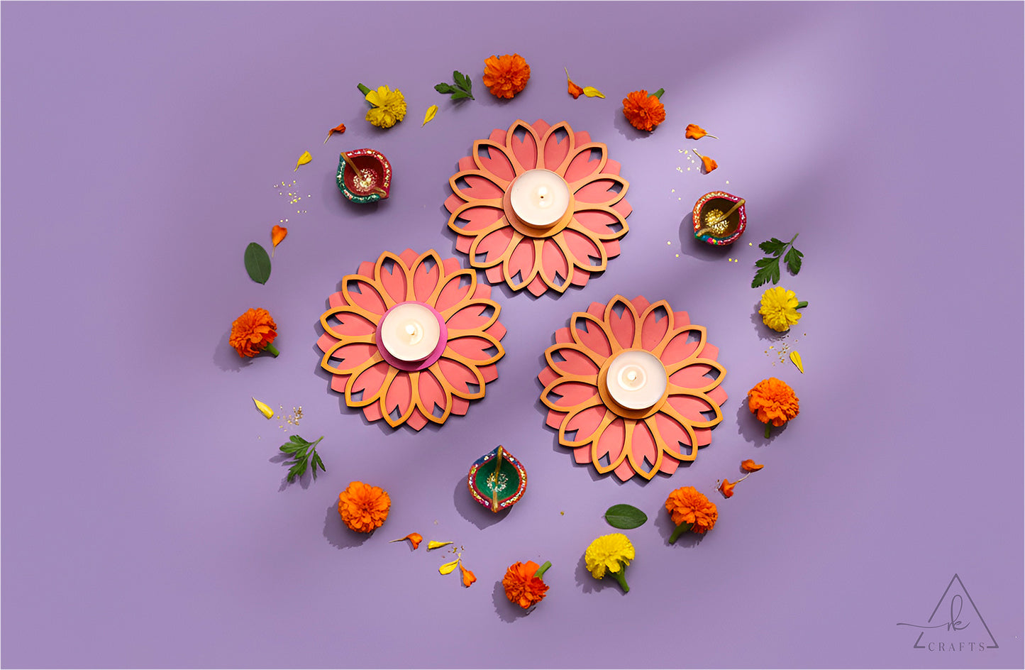 Sunrise Blossom Diwali Tea Light Holder