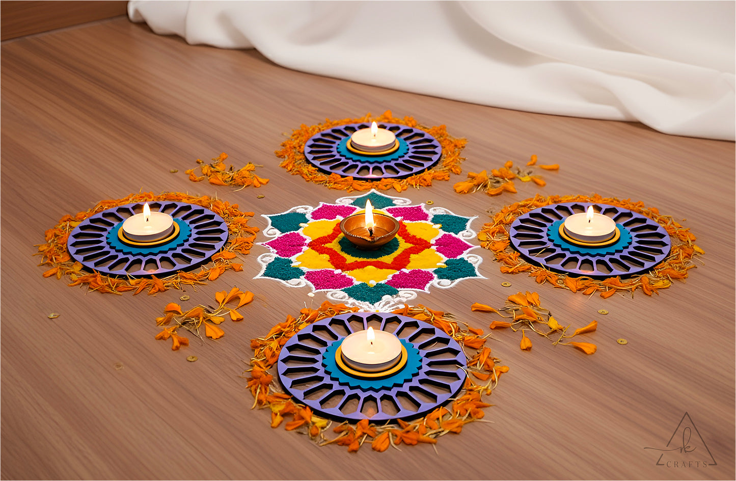 Twilight Bloom Diwali Tea Light Holder